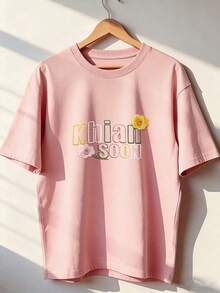 Cute Spring Style Short Sleeve T-Shirt, Fashionable Short Sleeve T-Shirt For Spring And Summer 2026, Made In Mexico, 180 Grams. Cartoon Print, Couple Design, Suitable For Indoor Or Outdoor Wear. Crew Neck, Unisex, Ideal For Office And Leisure. One-Piece Pack. - PK-P631577SLNDXZGY591 - 查看 1