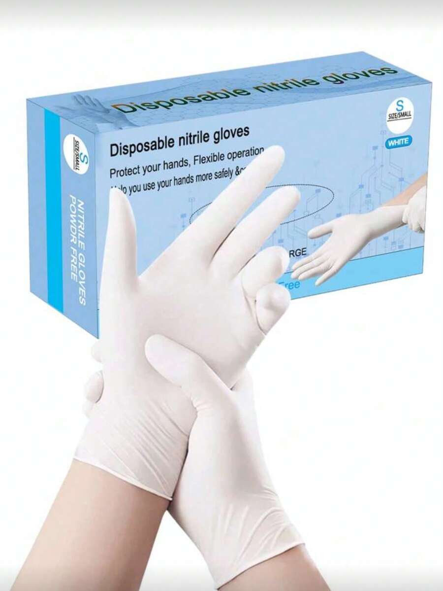 Bộ 20/50/100 găng tay nitrile trắng dùng một lần, thích hợp cho việc sơn, vệ sinh nhà bếp, phòng tắm, rửa chén và nhiều mục đích sử dụng khác. Cũng thích hợp cho việc vẽ tranh, làm thủ công, dọn dẹp, làm đẹp và chăm sóc móng. Cần thiết cho việc dọn dẹp nhà cửa, chế biến thực phẩm, vệ sinh nhà bếp, xăm hình, làm đẹp, nhuộm tóc, dụng cụ vệ sinh thẩm mỹ viện. (Không có hộp đóng gói)