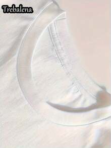 Camiseta de Cuello Redondo Talla Grande para Mujer, Estilo Holgado con Estampado Llamativo, Lema Inspirador, Ropa Casual de Verano, Largo Regular, Tejido de Alta Calidad - Blanco - Ver 4