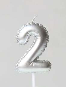 1pc Silver Floral Decorative Balloon Shaped Birthday Candle, Hand-Painted Birthday Number 0-9 Birthday Candle, Happy Birthday Cake Decoration, Birthday Party Decoration, Suitable For Birthday, Anniversary, Gender Reveal Party, Bachelorette Party, Graduation Ceremony - Silver - View 15