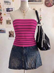 Top sin tirantes estampado de leopardo casual de verano - Multicolor 3 - Ver 3