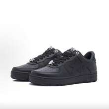 A BATHING APE Bape Casual Contrast Color Star Glossy Sneakers - All Black - View 6