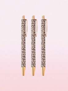 1pc/6pcs Cute Leopard Print Ballpoint Pen Set, Retractable Design, Elegant Ladies Ballpoint Pen, Minimalist Printed Ballpoint Pen, Suitable For Journaling And Gift Giving, Beautiful Pen Gift, Office & Study Diary Pen, Applicable For Wedding, Valentine's Day, Thanksgiving, Graduation Gifts - Leopard Print Ballpoint Pen - View 7
