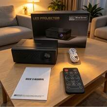 Lightweight Portable LED Projector, 24-80 Inch Projection Size, Built-In Speaker Suitable For Daily And Outdoor Entertainment - Black - 1080p - View 4
