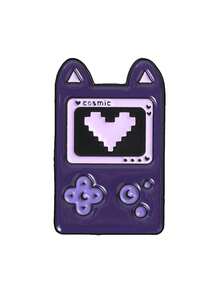 Retro Pixel Heart Game Console Brooch With Moon Buttons - Purple - View 10