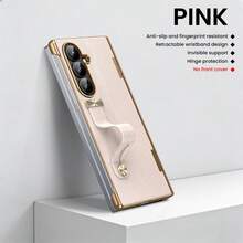 Gift Of Choice 手機殼 適用於 Galaxy Z FOLD 7/ Z FOLD 6/Z FOLD 5/Z FOLD 4/Z FOLD 3，可伸縮腕帶設計、隱形支架、轉軸保護、鳳凰之影系列、超薄設計無前蓋、半覆蓋保護殼無面蓋 - 淺粉色 - 查看 4