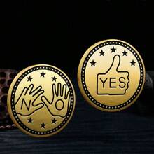 1pc Yes/No Decision Coin, Metal Wishing Coin For Stress Relief, Funny Fate Choice Commemorative Coin, Party Game Prop - Multicolor - View 1
