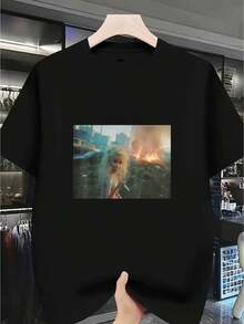 -Men's Quick-Drying Summer T-Shirt With Print, Casual, Short-Sleeved And Crew Neck, Breathable Micro-Elastic Knit Top, Ideal For Running, Fitness, Beach Holidays And Everyday Use, Loose And Comfortable. - Back - View 1