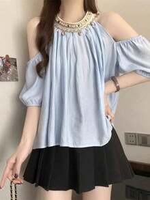 Women Blouses & Shirts - Blue - View 4