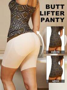 1 Piece Women's Seamless Waist Shaper, Christmas Dress Lingerie, Tummy Control And Slimming Panties, Bodysuit, Butt Enhancer Shapewear - 卡其色 - 查看 9