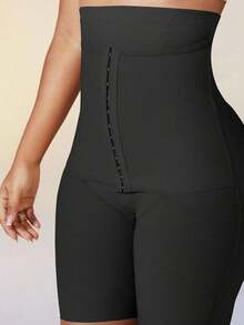 1 Piece Women's High Waist Shaper, Apricot Color, Center Snap Closure, Adjustable, Slimming Waist And Butt Lifting Effect, Flat Tummy Bodysuit, Shorts, Sexy Lingerie, Waist Trainer, High Waist Shapewear Pants - 黑色 - 查看 5