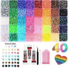 SGIAWETA-40 Colors Resin Rhinestones, Making Dazzling 3mm/4mm/5mm Flat Back Gems, With Tweezers, Suitable Clothing, Shoes, Dazzling Kits, Art Supplies, Shiny Decorations, Crafts, Cups, Painting Decor And More-Birthdaygift - Monochrome 2mm-1000pc - View 10
