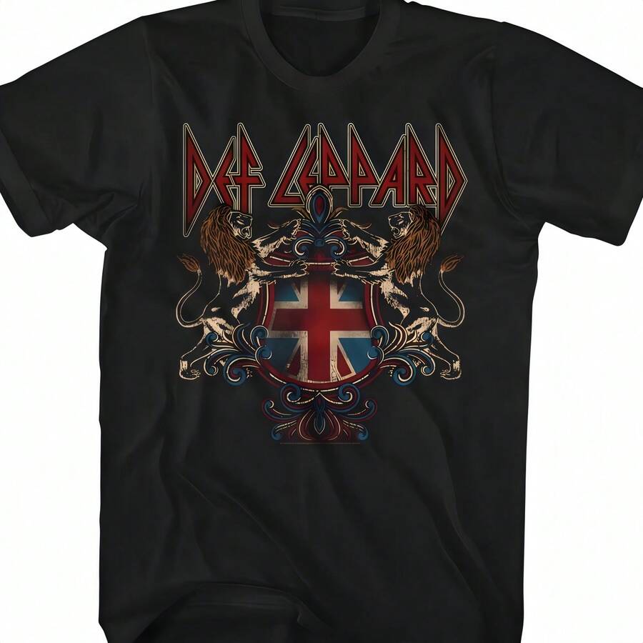 Defs Leppards 80's Metal Band Rock N Roll Defs Crests Camiseta para adultos - Negro - Ver 1
