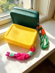 Silicone Waterproof Cosmetic Bag, Portable Travel Organizer Pouch For Makeup, Lipstick, Coins, USB, Earphones And Other Small Accessories, With Wrist Strap For Travel And Daily Use - Multicolor - View 9