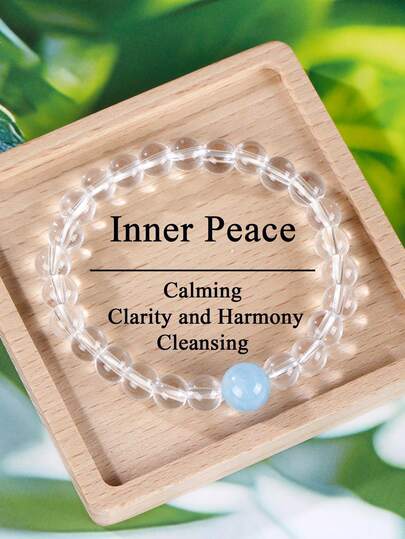 Women's Clear Quartz / White Crystal Inner Peace Bracelet, Purifying, Soothing, Tranquility, Balance Elegant Design Bohemian Style Jewelry For Vacation