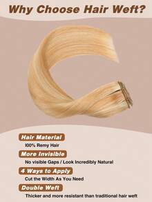 Yilite 22 Inch Sew In Hand Tied Weft Hair Extensions Weft Extensions Human Hair Remy Human Hair Brown Color Invisible Weave For Women - S27/613 - View 4