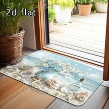 1 pieza/2PCS/3PCS Alfombras de cocina, estampado de conchas marinas & flores, antideslizante, absorbente de agua, suave & cómodo, fácil de limpiar, ideal para la decoración del piso de la cocina - Multicolor - Ver 17