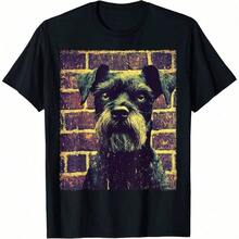 1 Piece Of Vintage Schnauzer Print T-Shirt For All Seasons, 100% Cotton, Single-Sided Print, Round Neck, Short Sleeve, Unisex, Base Layer, 180g Cotton. - 顏色 6 - 查看 7
