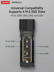 Lenovo M.2 SSD 外接盒，10Gbps 高速傳輸，鋁合金免工具安裝，快速拆卸固定，支援 2230/2242/2260/2280 尺寸，USB-C 轉 C+A 傳輸線，相容多種裝置 - 灰色 - 查看 5