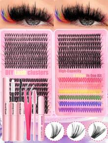 Mixed Lash DIY False Eyelash Set - D-Curl Voluminous, Multiple Styles (Natural/Dramatic/Daily/Cosplay), Suitable For Beginners, Fluffy & Full, Waterproof, Includes Large Capacity Lash Guide Book - Nhiều màu - Xem 10
