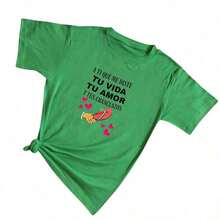 SimpleAndVersatileDesignT-Shirt Blouse To You Who Gave Me Your Life, Your Love And Your Spankings For Mother's DayCottonT-Shirt - Green - View 2