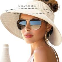 Topi Matahari Lipat Bertepi Lebar untuk Wanita, Ideal untuk Musim Panas, Liburan Pantai, dan Aktivitas Luar Ruangan - Beraneka warna - View 5