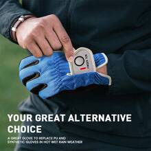 FINGER TEN 1 Pair Men's Golf Rain Anti-Slip Gloves, Blue, Suitable For S/M/ML/L/XL Sizes, Breathable Mesh Design, Stable Swing Control, Suitable For Wet And Harsh Weather - Blue - View 7