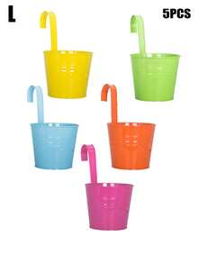 [Flower Pot: Rainbow Color]Garden Decoration, Outdoor And Garden Supplies, Colorful Metal Hanging Flower Pot With Built-In Hook, Suitable For Gardening Enthusiasts Decorative Flower Pot, Vintage Balcony Plant Bucket Suitable For Balcony, Fence, Yard, Home Gardening Decoration, Garden Decoration, Best Gift For Family And Friends - New Model - View 15