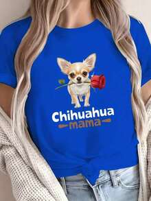 GiftCamias Graphic Camis - Women's Red Camis - Camis With Chihuahua Holding A Rose Graphic - Pure Cotton Camis, Soft And Breathable - Casual Top For Pet Lovers - Fun Gift Idea For Dog Moms, Dog Camis, Comfortable Fit - 100% Cotton - 藍色的 - 查看 1