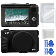 3件組適用於G7X Mark III/G7X3相機保護殼+LCD螢幕保護膜套組，軟矽膠保護殼，Powershot G7X Mark III保護套多色，附可拆卸鏡頭蓋與螢幕保護膜配件，修身設計，9H強化玻璃，套組包含：矽膠保護殼*1，螢幕保護膜*2（不含相機） - 查看 14