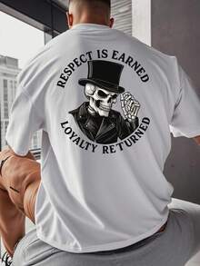 Men's Short-Sleeved T-Shirt, Modern American Style, Urban Design, Comfortable Top For Spring And Summer,  Graphic And Text Prints, Men's Hip-Hop Urban Fashion, Suitable For Beach Vacations, Surfing, Bar Parties And Christmas Gifts. - 白色 - 查看 1