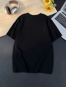 This Fashionable Women's T-Shirt Features A "Yoga Sport" Pattern Design And Is Made Of 100% Pure Cotton. It Has A Round Neck And Short Sleeves, Providing Comfort And Breathability. It Is Both Casual And Elegant, Making It A Must-Have Item For Summer. - 黑色 - 查看 2