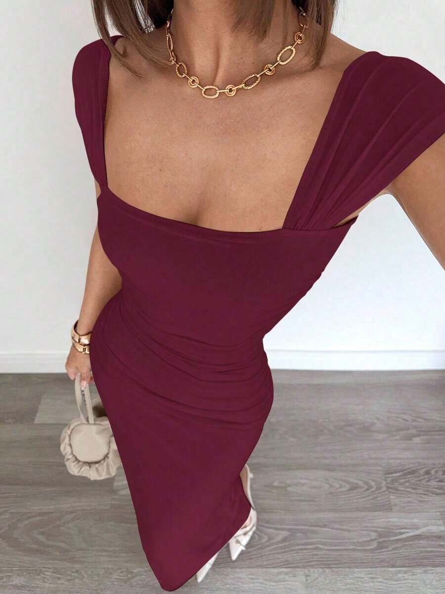 Women Midi Dresses - Bordeaux - View 1
