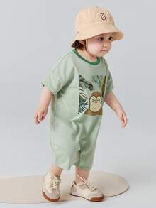 mini bala 2026 Summer Miffy Collaboration Baby Outdoor Jumpsuit, Soft Skin-Friendly Sweat-Absorbent Comfortable - Pink Green - View 3