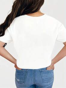 Ropa ligera, transpirable y holgada para mujer, primavera/verano, camiseta con estampado de texto "No Problem", cuello redondo, manga corta, top casual de moda, atuendo elegante para fiestas, corte holgado, regalo para vacaciones, diseño divertido, uso diario, ropa para el hogar, conjuntos de primavera/otoño que se pueden usar en capas. - Negro - Ver 8