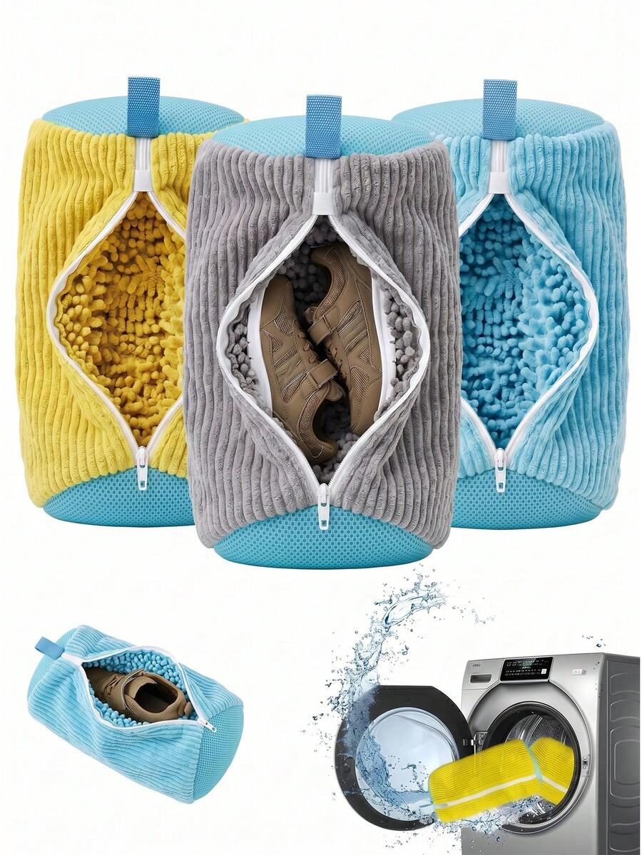 1pc Shoe Washing Bag For Washing Machine, 360° Deep Cleaning, Anti-Deformation, Reusable With Snowflake Lining, Perfect For Sneakers And Casual Shoes