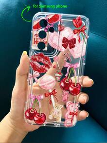Ốp lưng điện thoại in hình gấu bông môi đỏ và trái tim anh đào, tương thích với iPhone 13/15/16/17pro/17/14/17/15pro/15 Plus/15 Promax/7plus/8plus/X/Xs Max/Xr/11pro/12pro/13pro/14pro/12mini/13mini/11promax/12promax/13promax/14promax/14plus/17pro Max/17Air/6/6s Plus/7/8/16Pro/16plus/16promax/Se2/17promax & Tương thích với Samsung Galaxy/A54/A14/A12/A13/A15/A32/A33/A24/A52S/S20/S21/S22/S23/S24/S23Plus/S24ultra/S25/A15/A33/A23/A07/A17/S26/A56/A57 - Nhiều màu - Xem 6