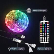 3-100ft RGB LED Strip Lights, App And 44-Key Remote Control, Music Sync Color Changing Light Strip With Timer Function, Adjustable Brightness, Suitable For Bedroom, Game Room, Home Decor, Kitchen, Living Room, Party Decoration And More DIY Modes - 3535RGB - 查看 5