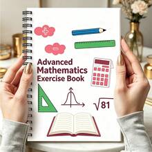 1 pieza Cuaderno A5, Cuaderno de ejercicios de matemáticas avanzadas - Herramientas matemáticas minimalistas en rojo y verde, Cuaderno con portada de curva de función, Libreta de espiral, Adecuado para práctica de cálculo, notas de clase, corrección de errores - A5 - Ver 1