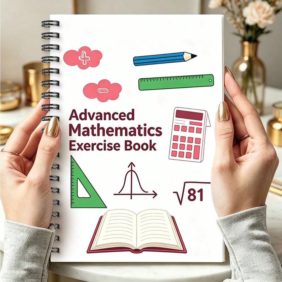 1 pieza Cuaderno A5, Cuaderno de ejercicios de matemáticas avanzadas - Herramientas matemáticas minimalistas en rojo y verde, Cuaderno con portada de curva de función, Libreta de espiral, Adecuado para práctica de cálculo, notas de clase, corrección de errores - A5 - Ver 1