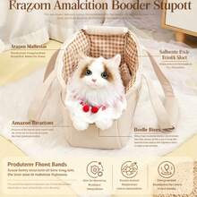 Bolsa Transportadora de Gato de Alta Qualidade no Estilo INS, Bolsa Portátil com Tela Respirável, Bolsa Transportadora de Animais de Estimação com Alça e Tiracolo Adequada para Cachorros Pequenos - Bege - Visão 3