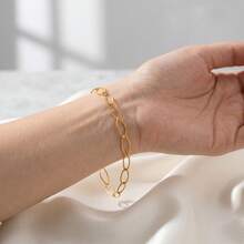 1m 304 Stainless Steel 18K Gold Plated Mixed Paperclip Chain, Oval And Rectangular Links Suitable For DIY Jewelry Making - Chain - View 3