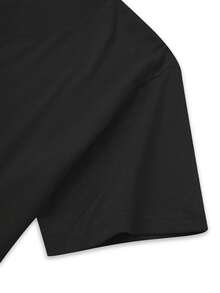 Camiseta de mujer, cómoda y casual, de manga corta y cuello redondo, con estampado de corazón de llama rosa, diseño romántico y vibrante, longitud regular, adecuada para todas las estaciones, moda diaria, ideal para la ropa femenina de primavera y verano. - Negro - Ver 4