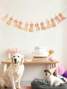 金毛寻回犬生日横幅、金毛寻回犬花环横幅、小狗主题派对装饰、狗狗生日快乐装饰、适合生日背景装饰的宠物小狗派对用品 - 小狗 - 查看 4
