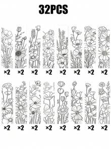 32pcs Eid Al-Adha Bookmarks With Exquisite Black And White Line Art, Creative DIY Coloring Opportunity For Hand-Painting, Perfect For Decorating Book Pages And Adding Vibrant Colors To Your Reading Materials - Multicolor - View 9