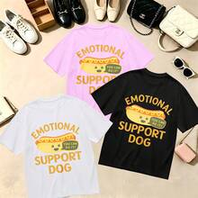 Choose One Of The Three Sets Women's T-Shirt Kawaii Dog Lovers 100% Cotton Oversized Soft Breathable Casual Crewneck Short Sleeve Top Summer Vibes Aesthetic - 白色 - 查看 1