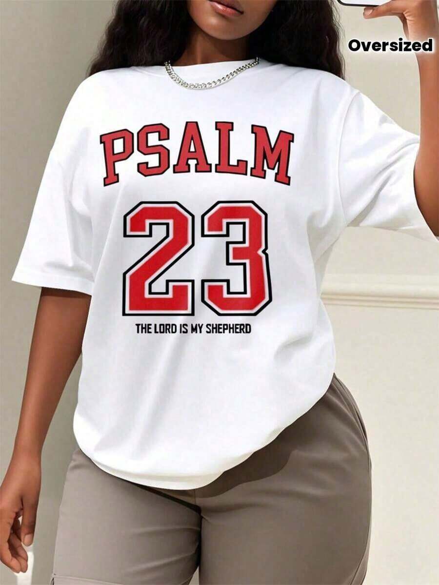 Women's Christian T-Shirt - Loose And Comfortable Christian T-Shirt For Women - Psalm 23:1 - The Lord Is My Shepherd - Soft T-Shirt For Everyday Wear At Church - Religious Gift For Women - Machine Washable Faith Clothing, High-Quality Casual Wear, Loose Fit - 白色 - 查看 1