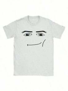 Anime Robot Face Print T-Shirts, Funny T-Shirts, Graphic Tees, 180g, Loose Fit, Crew Neck, Short Sleeve, Lightweight, Women's Clothing, Harajuku T-Shirts, Summer Tops - 風格 - 查看 8