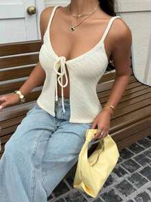 2026 Women's Fashion Fall Casual Sequin Knot Camisole Top Back To School Going Out Tops Women Fall Cute Tops Birthday For Women Western Wear Women Summer Casual - Albaricoque 3 - Ver 4