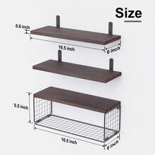 Bathroom Shelves Over Toilet - Wall Mounted Floating Shelves Toilet Paper Storage Small Farmhouse Decor Shelf 16 Inch Set Of 3, Brown. - 棕色 - 查看 4